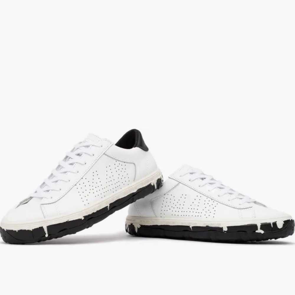 P448 Low Top White Sneakers C.S.L Size 38 US 7.5 Black Vibranm Sole